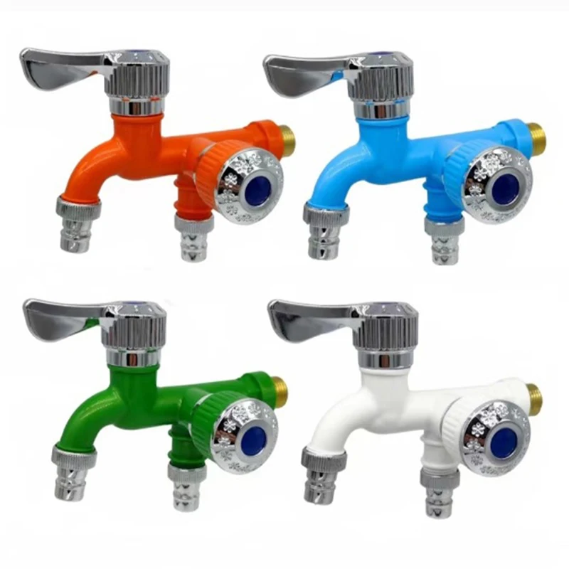 DualControlDoubleOutletWaterTap12UniversalInterfacePlasticFaucetHomeBathroomHose