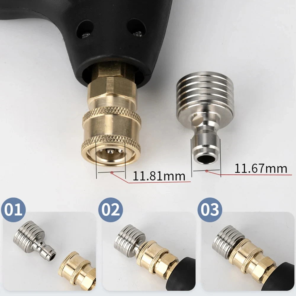 Water Gun Interface Washing Nozzle Stainless Steel 1/4 Quick Connect Wash Cars Garden Tool