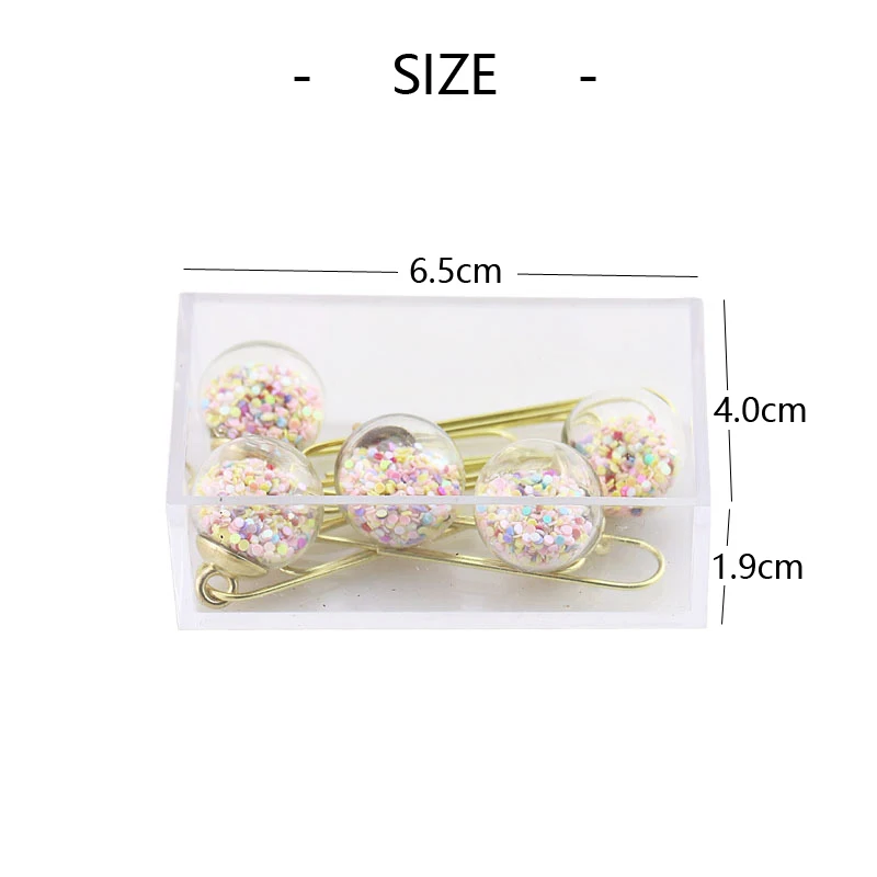 5 Pcs/Set Quicksand Crystal Ball Paper Clip DIY Metal Notes Letter File Binder Clips Bookmarks Office Desktop Storage Stationery