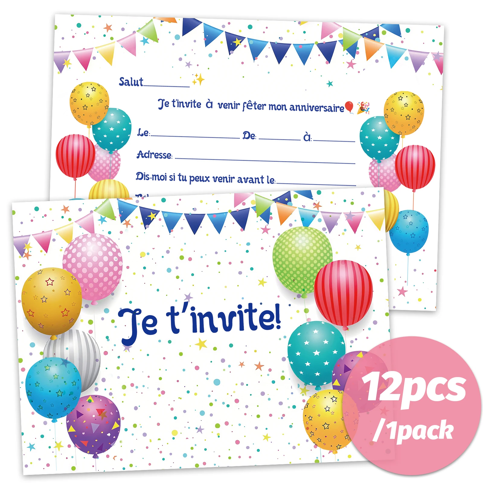 Modello di scarti di carta a forma di stella colorata da 12 pezzi, creando un'atmosfera giiosa festa. Carte di invito di compleanno, inviti a tema, par