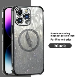 Glittery Shiny Feather Phone Case for Motorola - Silvery Finish (Black)
