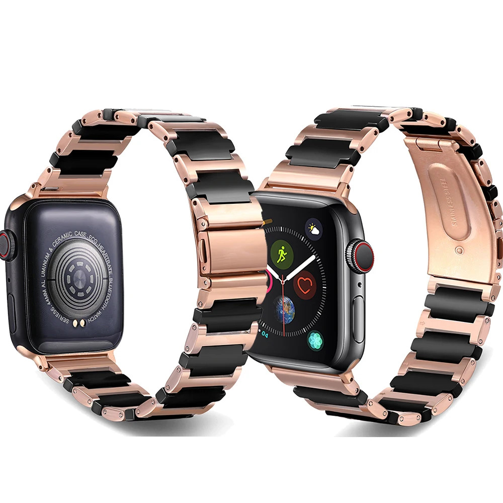 

Ceramic strap For Apple Watch band Series 40/38MM 44/42MM 41/45MM metal ceramic Series 7/SE/6/5/4/3/2/1 stainless steel strap