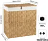 Imitation Rattan Folding Bedroom Living Room Household Cover Dirty Clothes With Double Compartments Toy Storage laundry Basket G 6