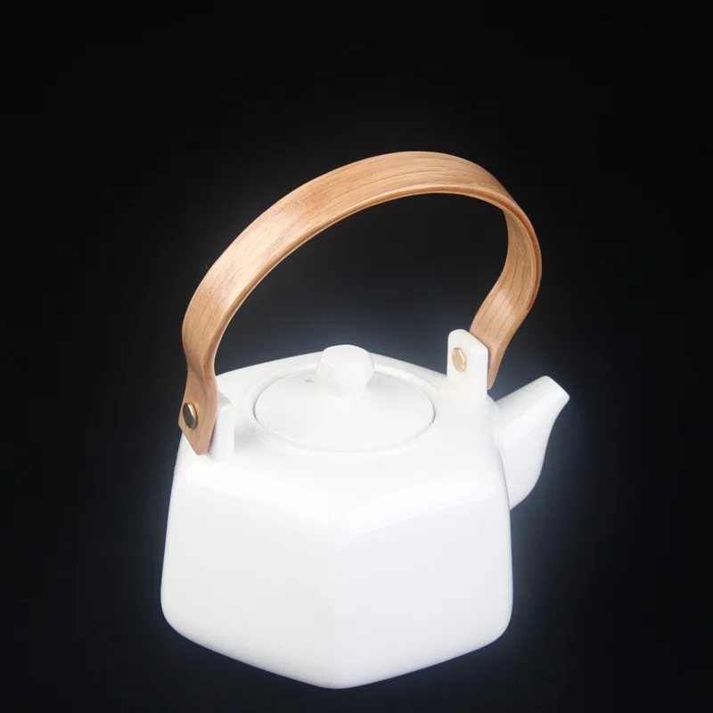 1PC Glass Kettle Ceramic Teapot Wooden Handle DIY Tea Set Replacement Accessories