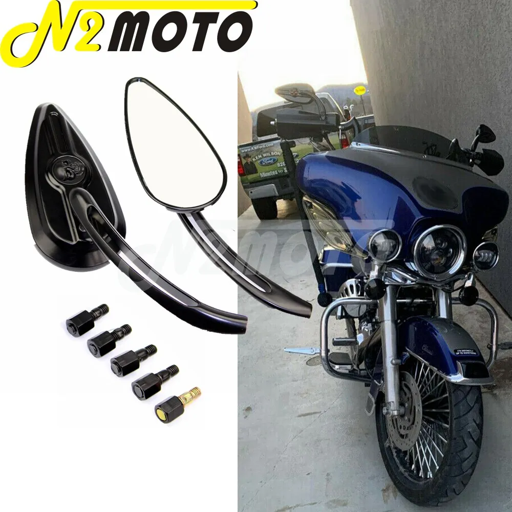 Nuovi Specchietti Retrovisori Per Moto Skull Specchietto Laterale Per Harley Dyna Heritage Softail Cruiser Touring Dyna Sportster Chopper Bobber