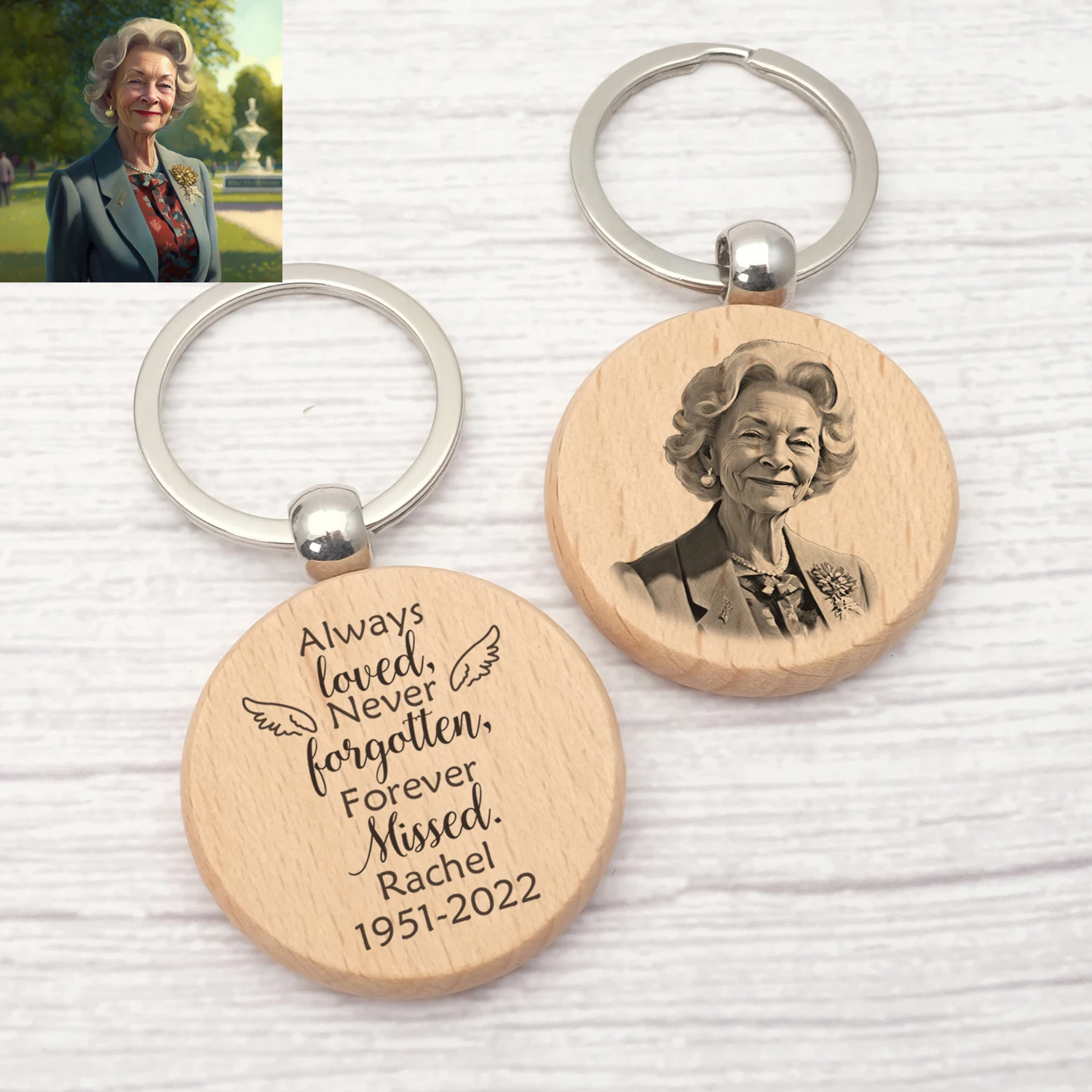 Custom Memorial Keychain Personalized Photo Key Ring Engraved Your Text Sympathy Gifts for Loss of Loved One Family Friends Gift