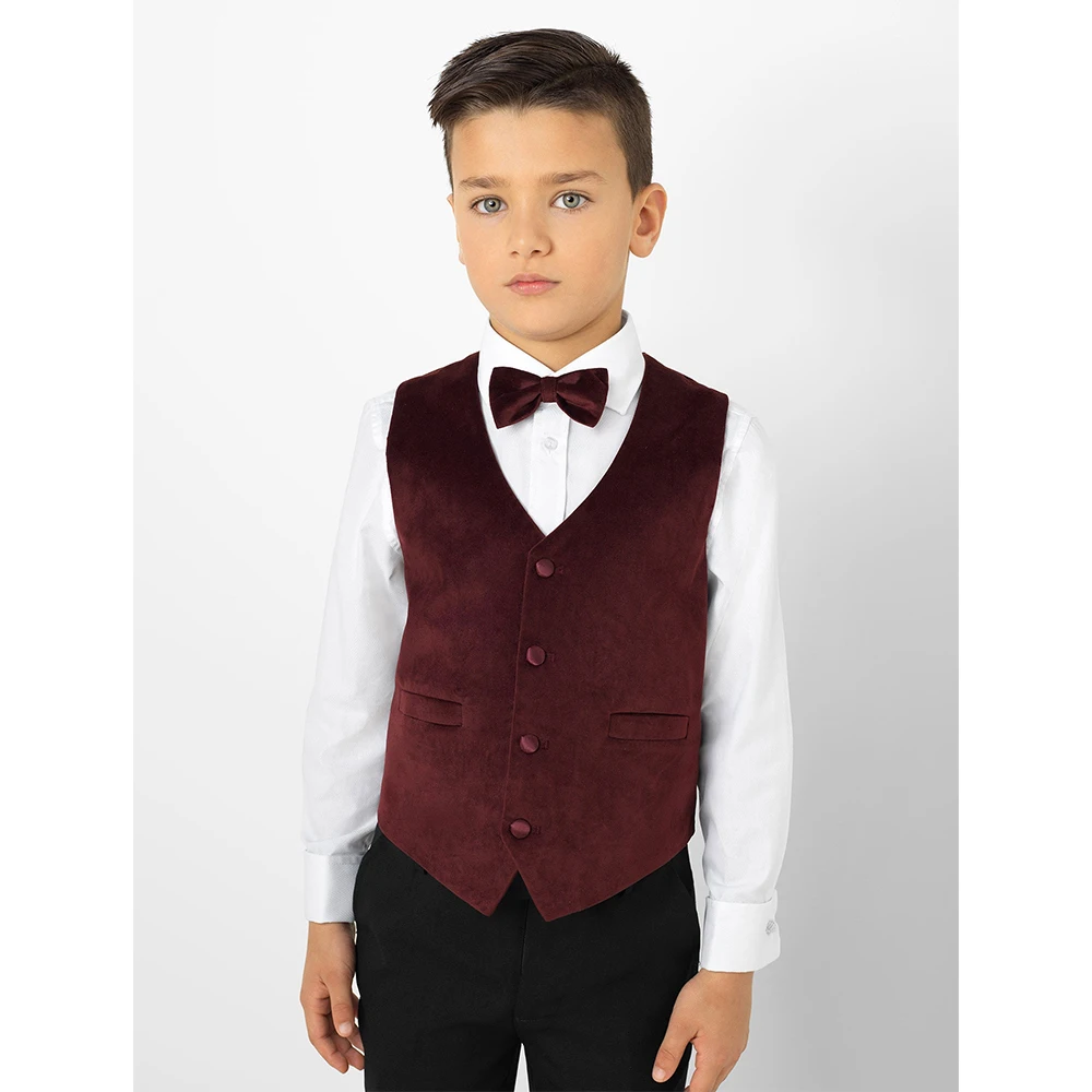 

Boy's Suit Vest Suede Leather High Quality Single Breasted Waistcoat for Wedding Ring Bearer V Neck Kids Clothes 3-16 Years Old