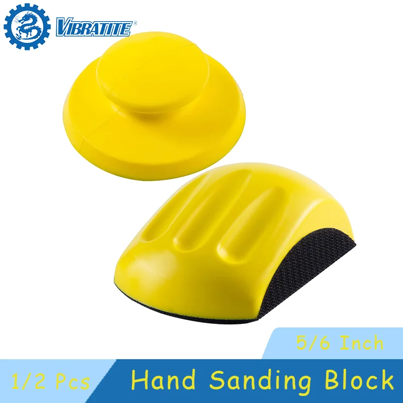 5/6 Zoll Klett-Handschleifblock, 1/2 Stück Maus- und runder Schleifhalter für Holzbearbeitung, Hakenträger-Schleifpapierhalter