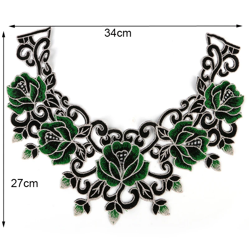 Green Floral Lace Collar Fabric Trim DIY Embroidery Neckline Collar Applique Sewing Craft Scrapbooking NL023 lace fabric lace sewing supplies lace decoration lace accessories lace sewing accessories