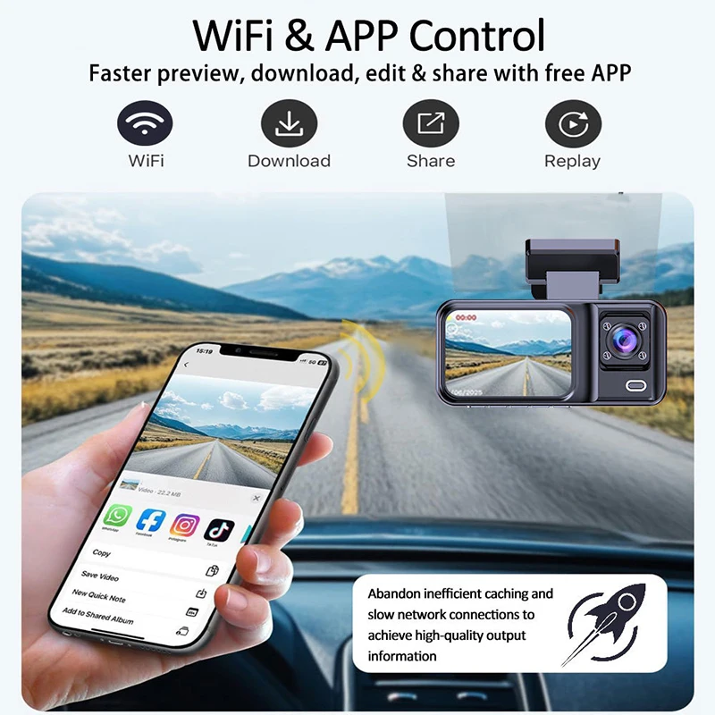 2/3Lens Dash Cam for Cars 1080P Car Dvr WiFi APP Camera for Vehicle Recorder Video Front and Rear Camera Night Vision Dashcam