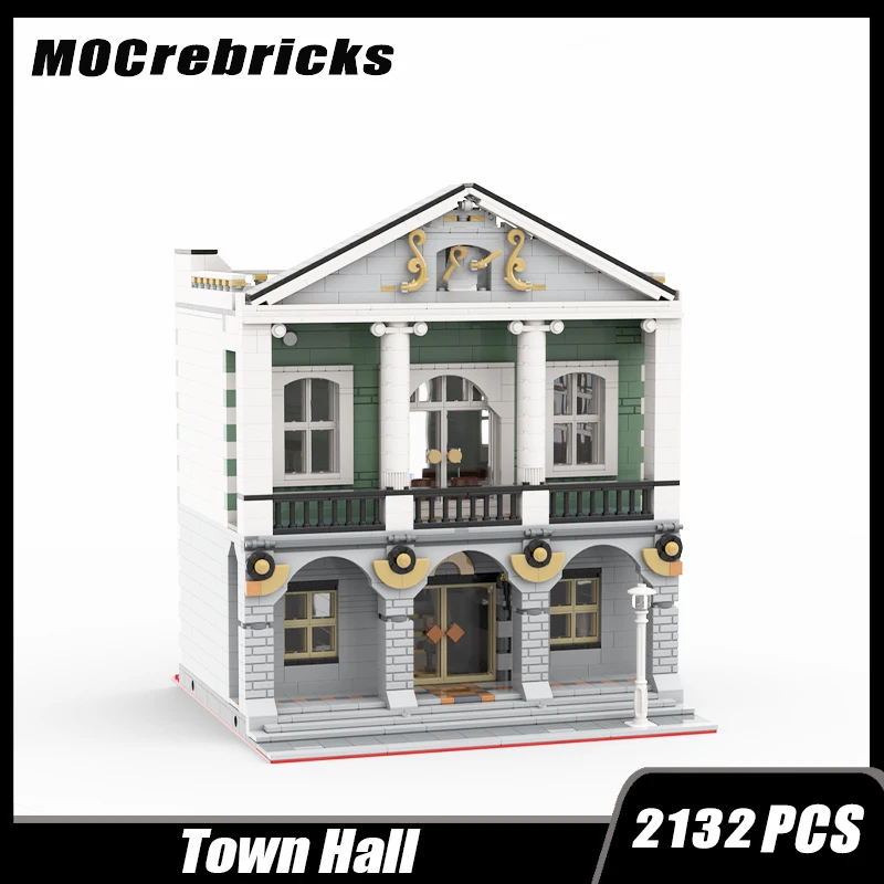 

MOC-77002 City Street View Building Modularization Town Hall Building Block Assembly Model Brick Toy Children's Christmas Gifts