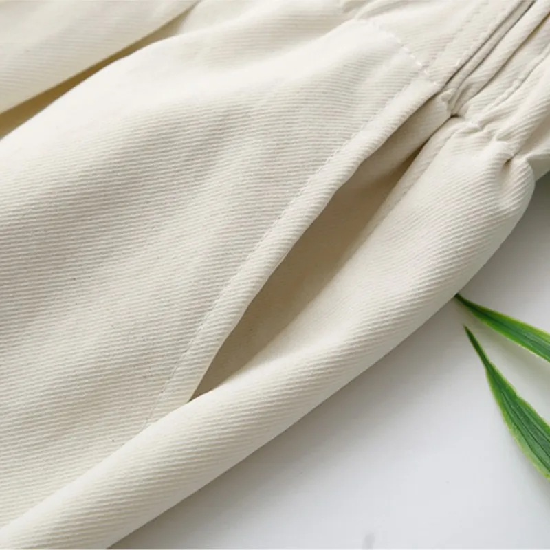 Fashion Plus Size Women's Pants Autumn New Casual Drawstring Waist Hem Lace Straight Trousers 25005