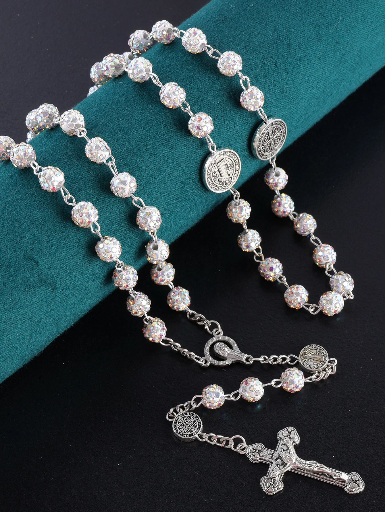 1 Stück Retro Religiöser Persönlichkeits-Rosenkranz für Männer und Frauen, Klassisch Mehrfarbig Handgefertigt Hochwertig 8mm Rosenkranz-Halskette Schmuckgeschenk