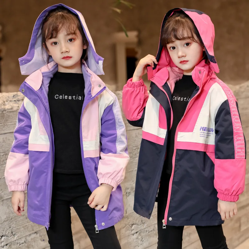 

Children Cotton-padded Coats Girls' kids 3-in-1 inner Outdoor Jacket Sports Climbing Windproof Parka Two-piece Sets Clothing New