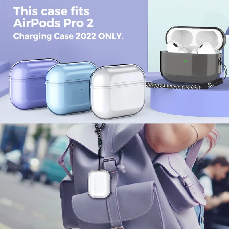 

for Pro 2 Earbuds Anti-scratch Cover with Lanyard Transparent Protective Housing