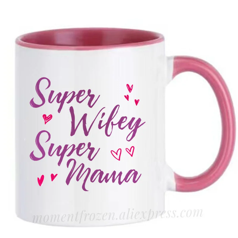 

Super Wifey Mom Mum Mama Mugs Tea Coffee Cups Creative Milk Drinkware Personality Morph Coffeeware Home Decor Mommy Mother Gifts