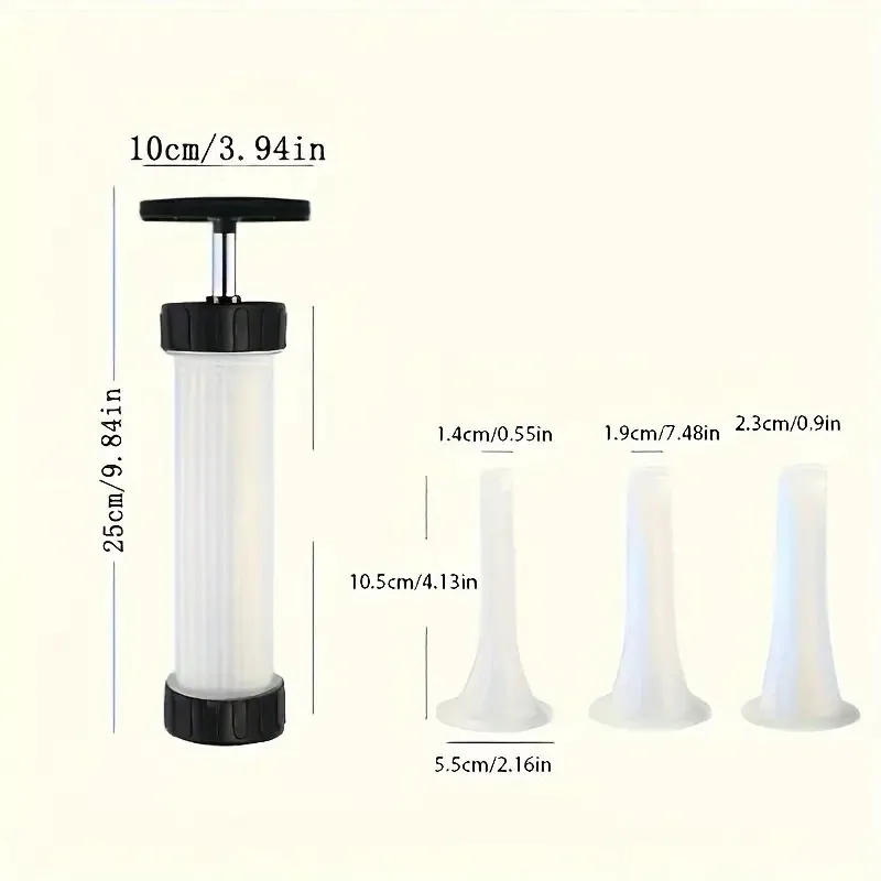 Large Capacity 3-Nozzle Manual Sausage Stuffer-Easy-to-Use Handheld Sausage Pump for Kitchen,Ideal for Making Various Sausages