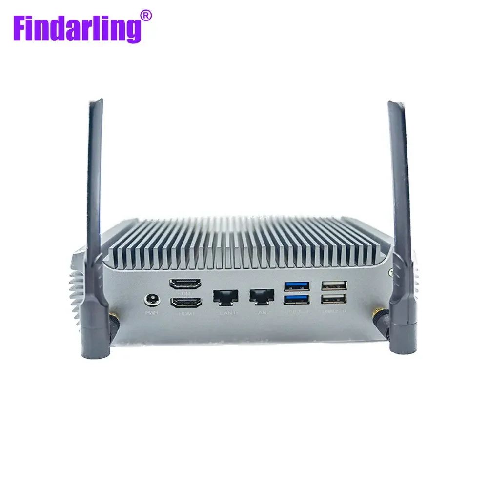 Fanless AMD Ryzen™ R7 4700U, Dual Ethernet Dual HD Industrial Control Game 4K, Fanless Windows 11 Mini PC Support HDD Computer