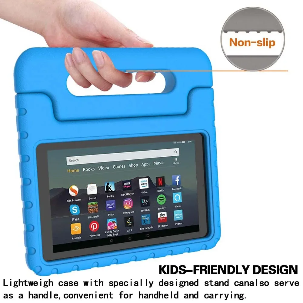 Tablet Case for Fire 7 5th 2015/7th 2017/12th 2022/9th 2019 Gen Children Hand-held Shockproof EVA Safe Silicon Protective Cover