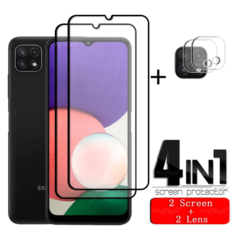 mobile screen protector 4-in-1 For Samsung Galaxy A22S 5G Glass For Samsung A22S 5G Tempered Glass Full Screen Protetor For Samsung A22S 5G Lens Glass cell phone screen protector