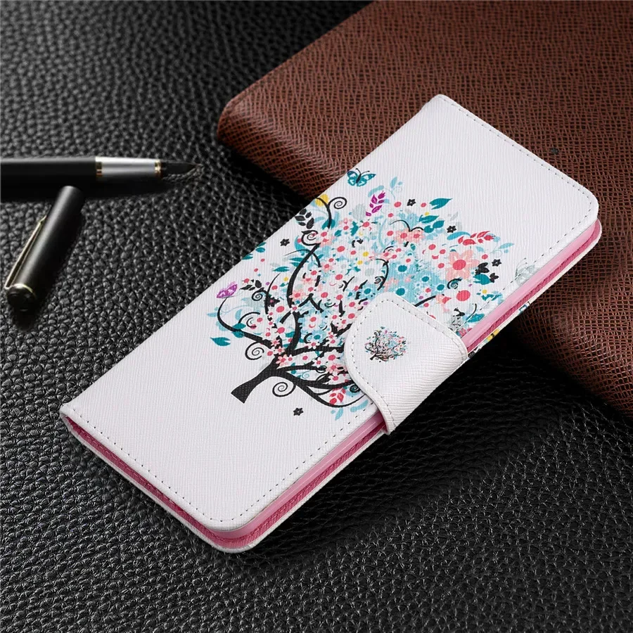 Elegant Magnetic Flip Leather Wallet Case with Artistic Paintings Design