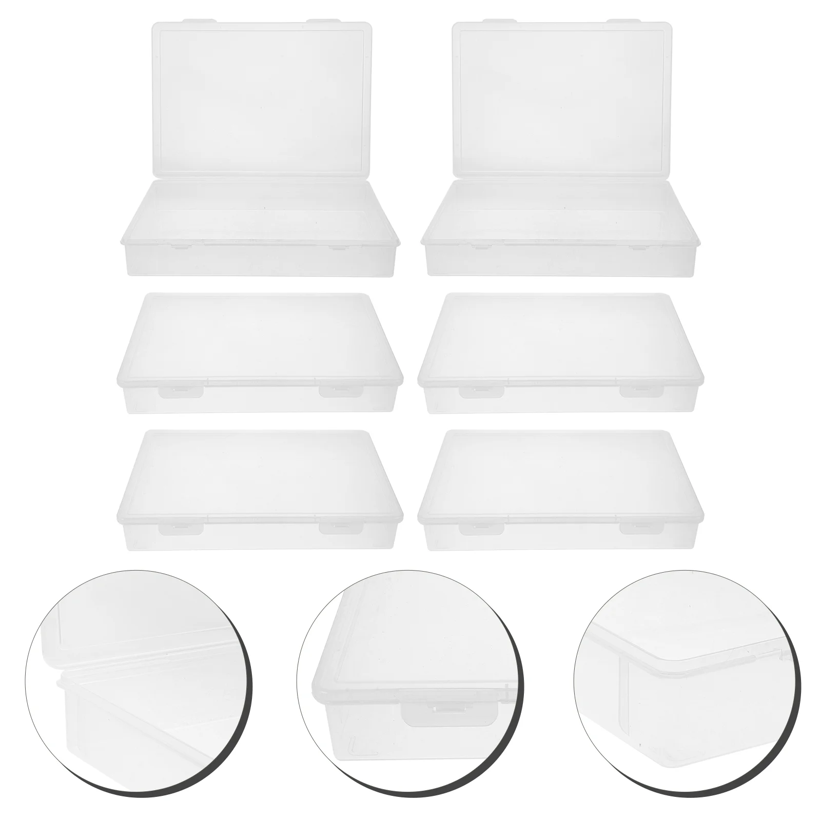 

6Pcs Clear Plastic Storage Containers Jewelry Storage Boxes Crafts Packing Cases Stackable Containers