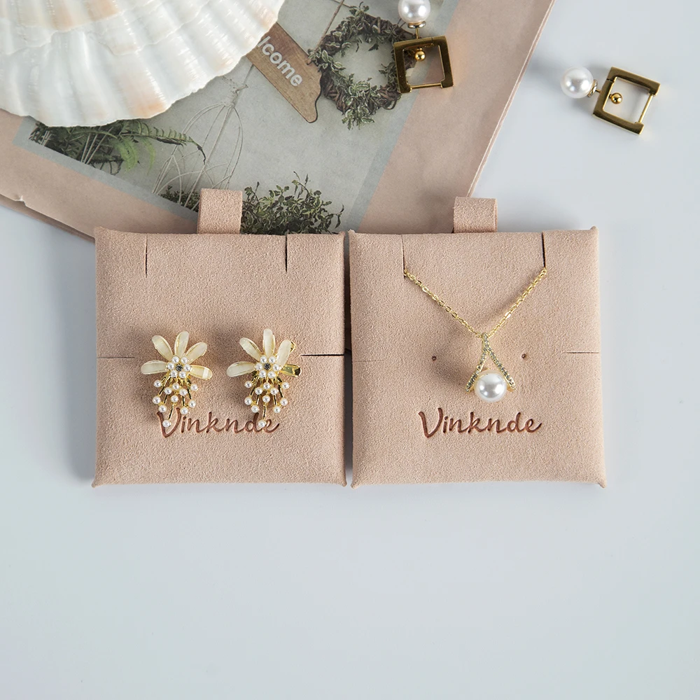 Earring Cards Holder 6x6cm Necklace Ear Studs Display Card Custom Logo Earring Display Pads Microfiber Tags For DIY Jewelry Bulk