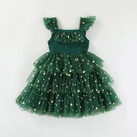 Robe de fête de noël pour filles, en Tulle, arbre rouge vert, superposé, sans manches, tenue de vacances, vêtements décontractés, robes de noël pour enfants 3