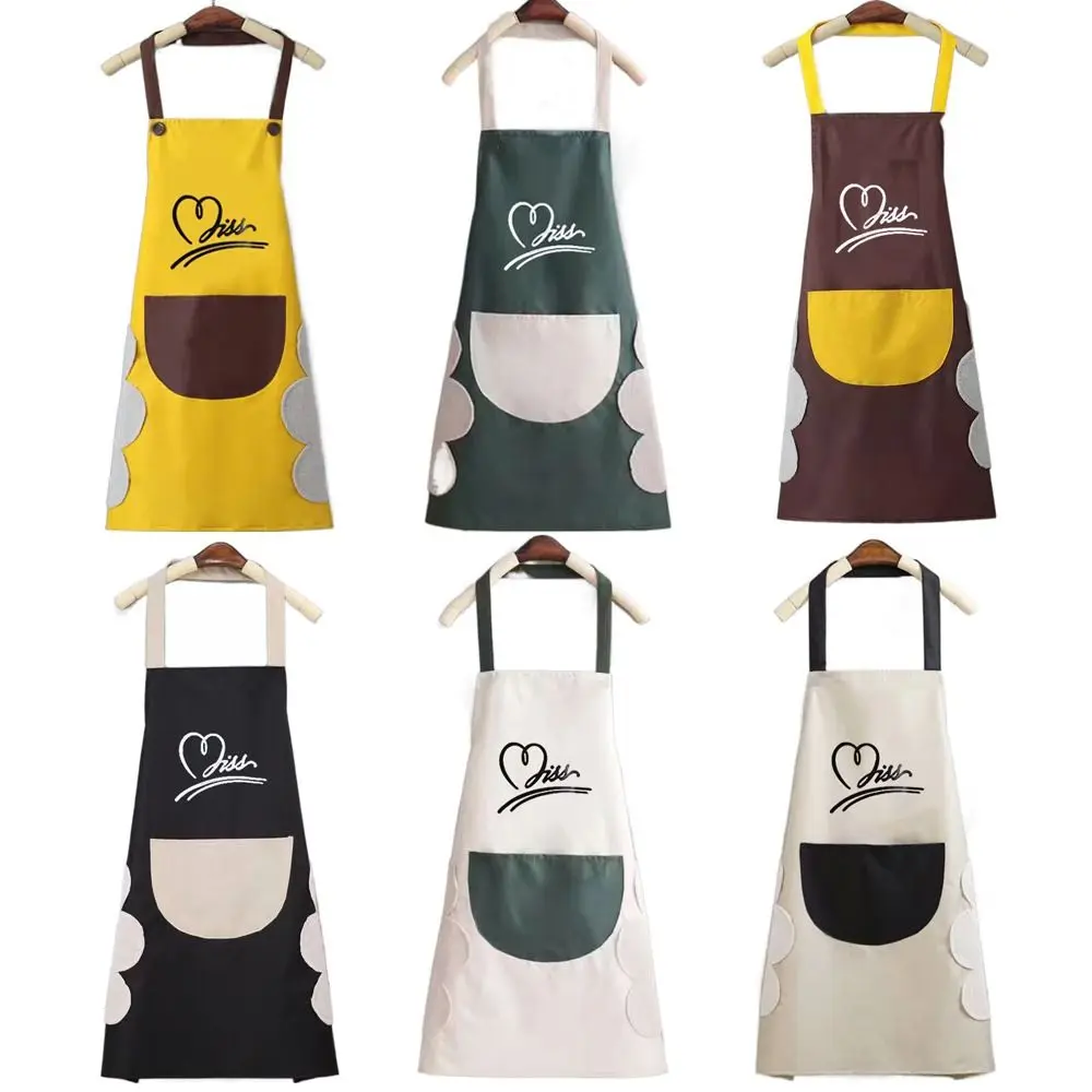 

Kitchen Apron Dirt Resistant Wipeable Hand Antifouling Cooking Aprons Waterproof Coffee House Aprons with Pockets Coffee House