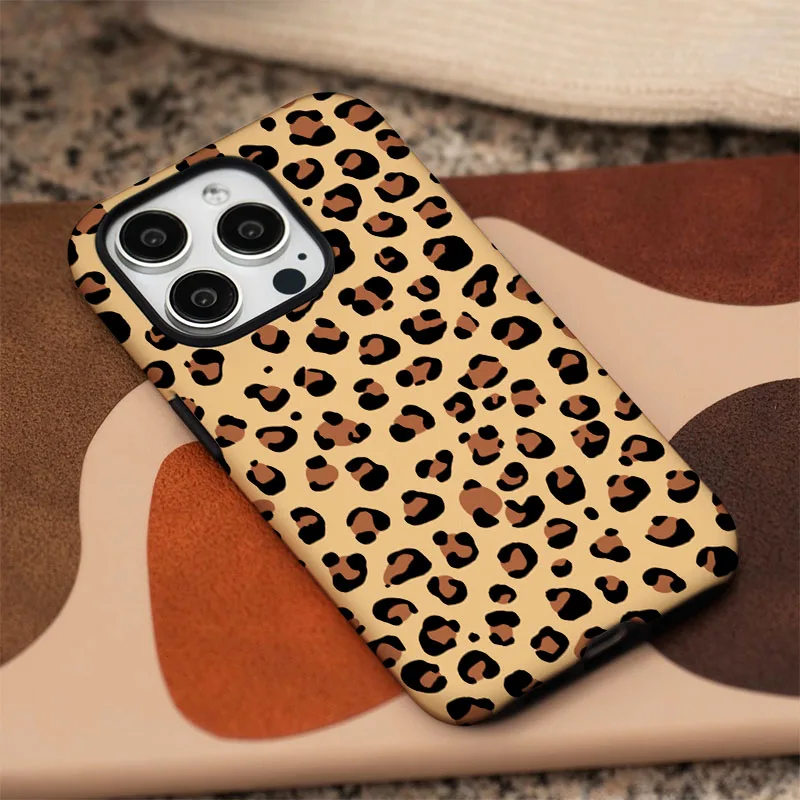 2-in-1 Sexy Leopard Print Phone Case with Protective Film