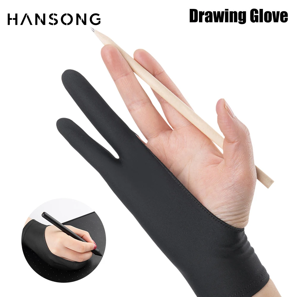 Anti-fouling Two-Fingers Anti-touch Painting Glove For Drawing Tablet Right and Left Glove Anti-Fouling For IPad Screen Board