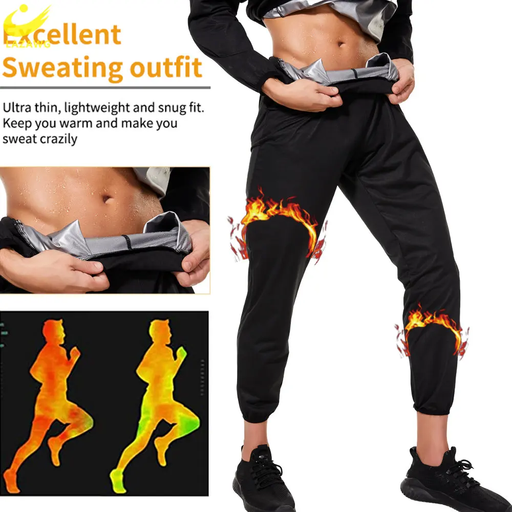 Sweat Sauna Suit LAZAWG Sauna Suit for Men Sweat Leggings Pants Weight Loss Set Jacket