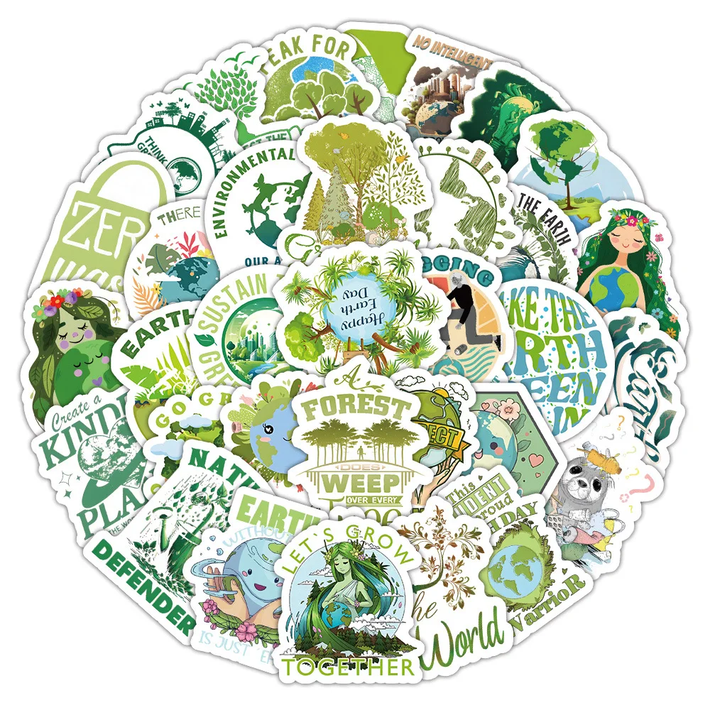10/60PCS Umweltfreundliche Grüne Ökologische Lackierte Umwelt Graffiti Aufkleber DIY Konto Buch Koffer Aufkleber Spielzeug