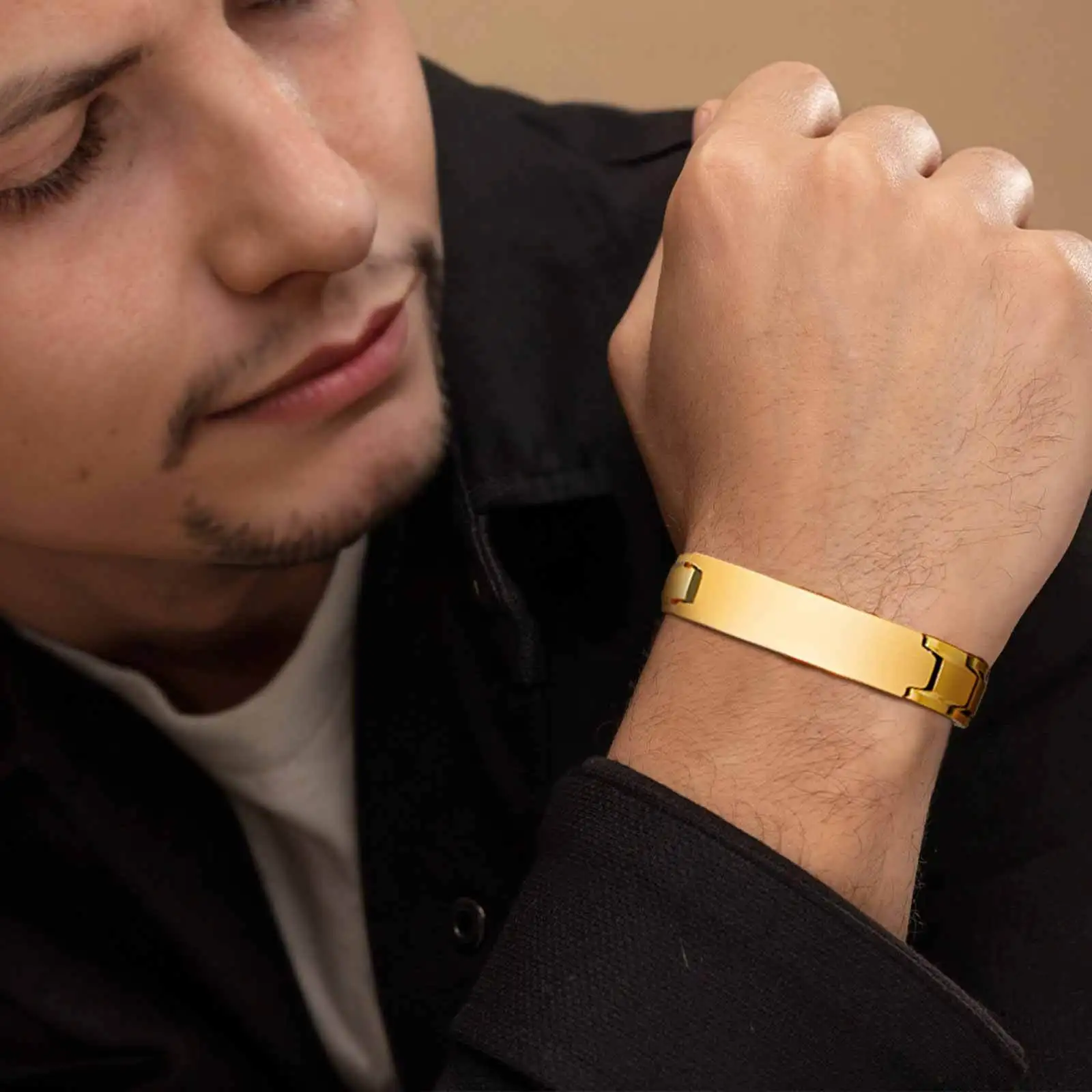 Custom Men's Strap Chain Bracelet,Stainless Steel Watch Chain Wristband,Luxury Jewelry Gift for Husband Dad Son