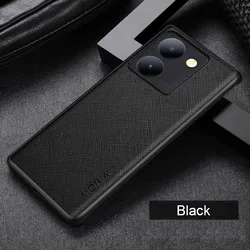 Luxury Cross Pattern Leather Cover Case - Vivo Y36 5G (Black)