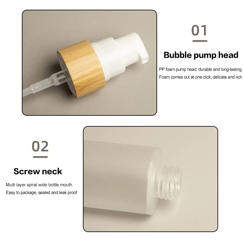 150ml Refillable Bamboo Foam Pump Bottle - Travel Size Empty Dispenser For Face Cleaner Shampoo Hand Sanitizer Cosmetic Soap