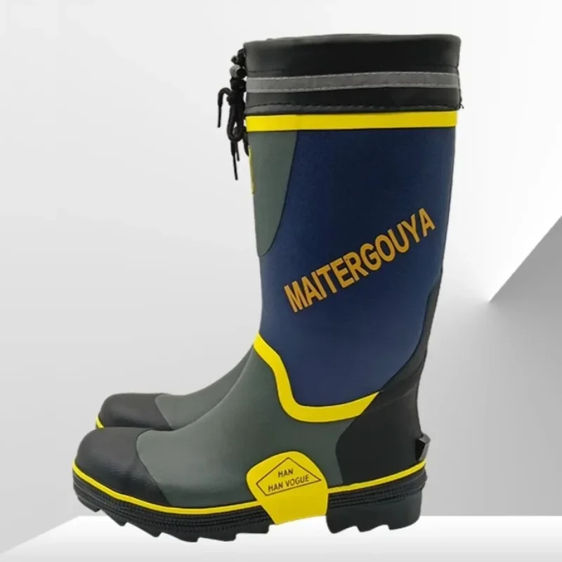 Steel Toe Fishing Boots, Waterproof Anti-Puncture Work Boots for Men,Insulated High-Cut Rubber Rain Boots,Slip-Resistant Waders