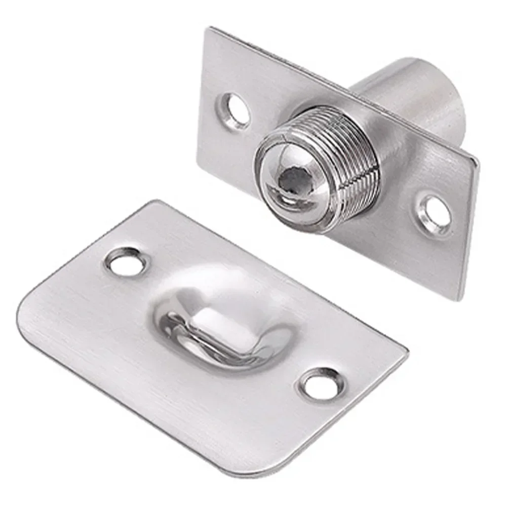 Door Latch Adjustable Roller Ball Door Spring Catch Lock Stainless Steel Internal Latch Set Cabinet Gate Door Latch +Screws Hardware