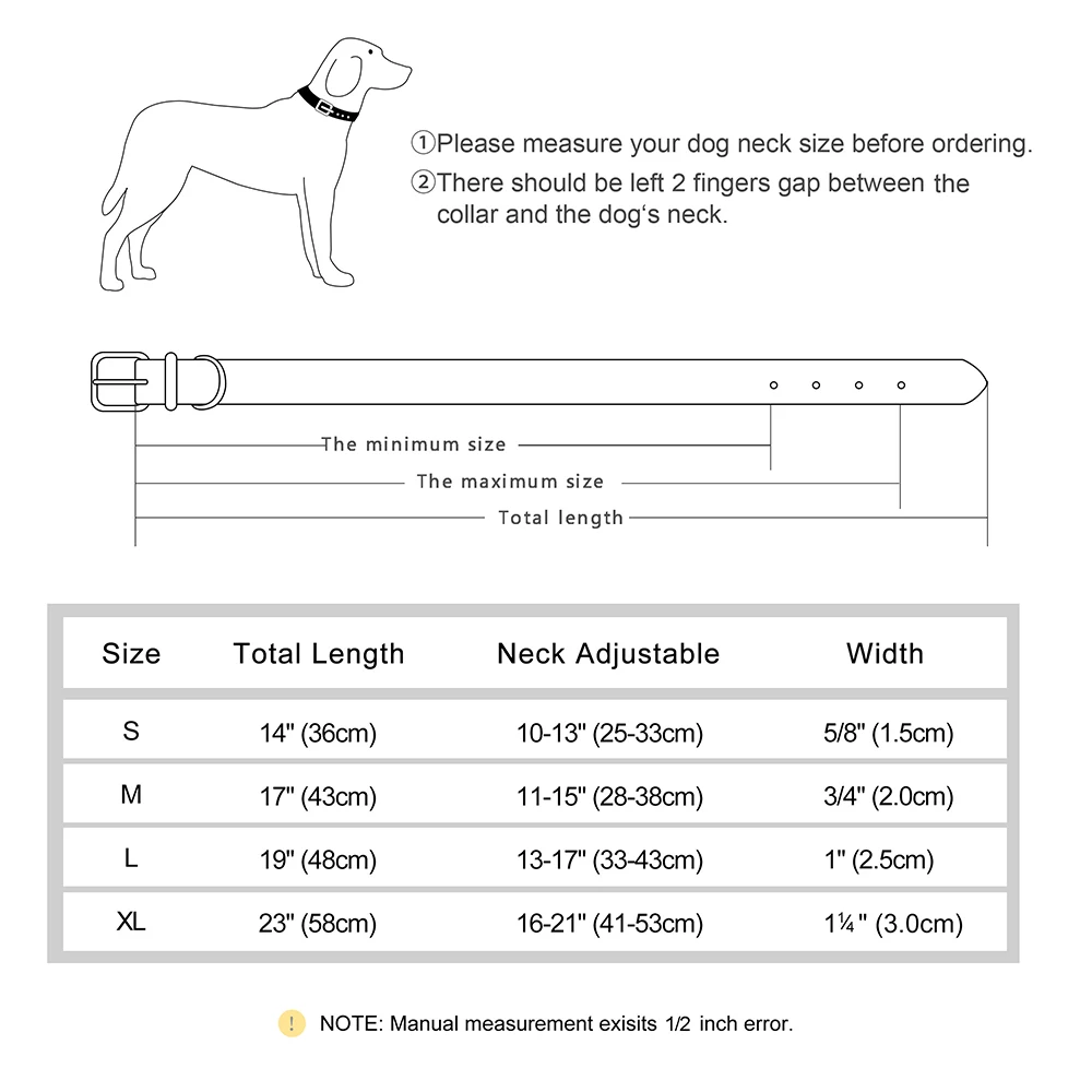 Dog Collar Leather Soft Padded Adjustable For Small Medium Large Dogs Pug Pet Necklace