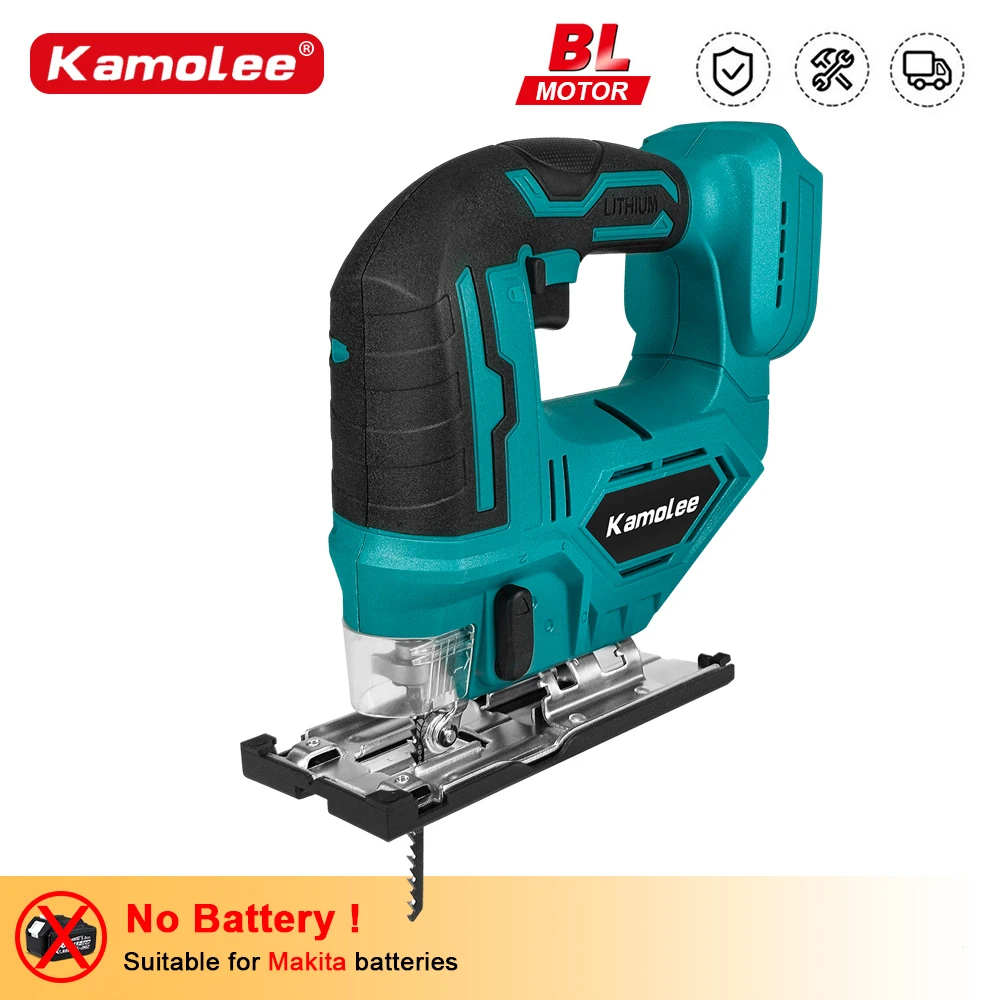 KAMOLEE Electric Curved Jig Saw, Cordless Portable Multi Function Carpenter Power Tool Apply to 18V 21V Battery