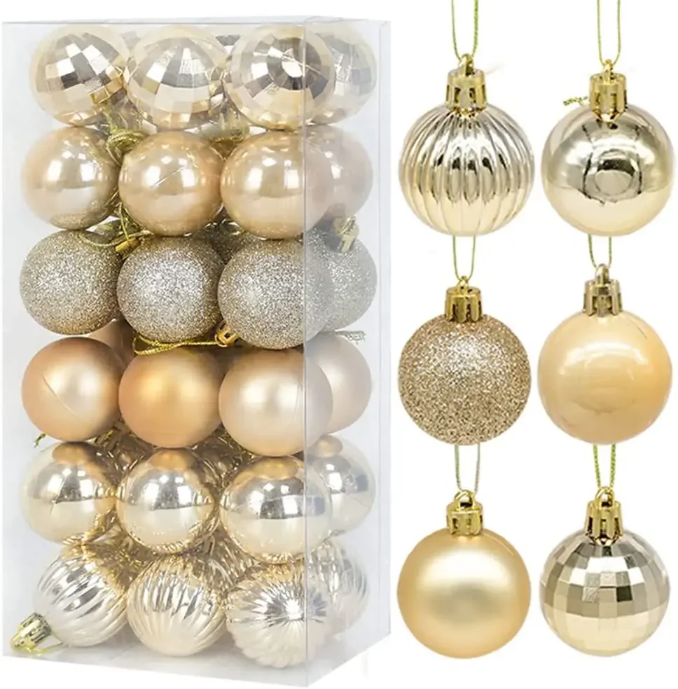 thumbnail image 1 of Bolas de Navidad decorativas de 3 a 60 cm, grandes adornos navideños dorados, 2024, nuevos suministros para fiestas, globos y bolas, 1 of 5