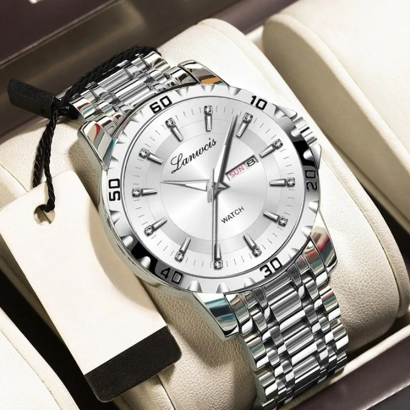 Men's Watch, Casual Fashion Steel Belt Calendar Luminous Business Quartz Watch
