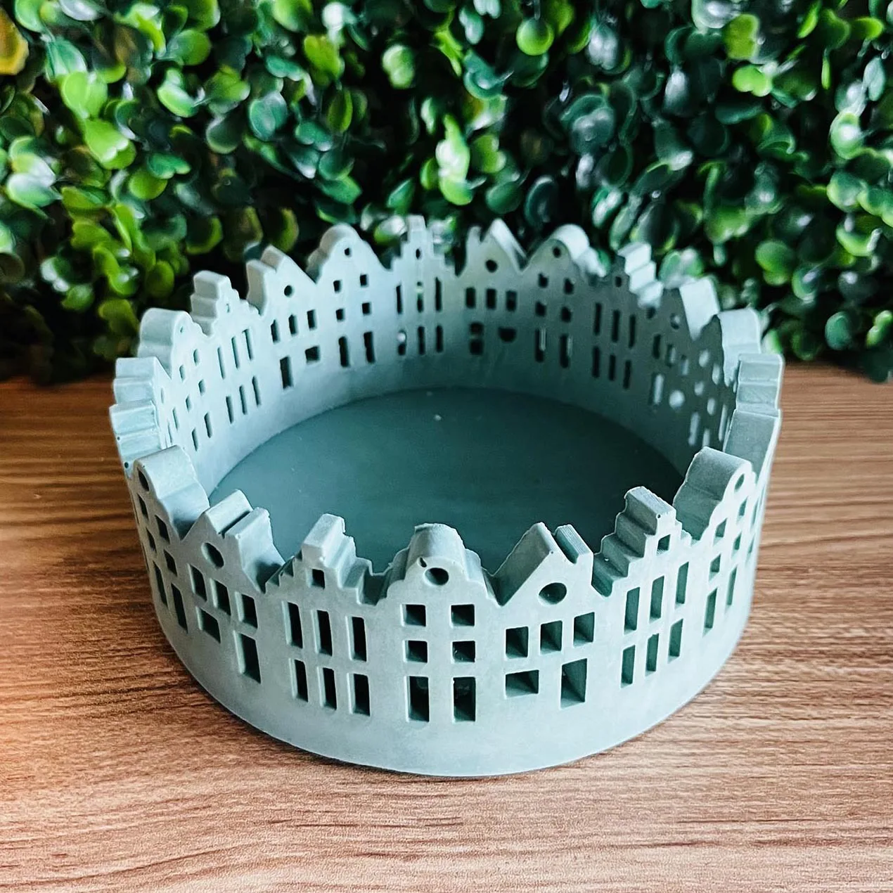 Description Picture 4 of itemRound Hollow House Silicone Candlestick Mold Scented Candle Cup Mold Hollow Building Succulent Flowerpot Cement Mold