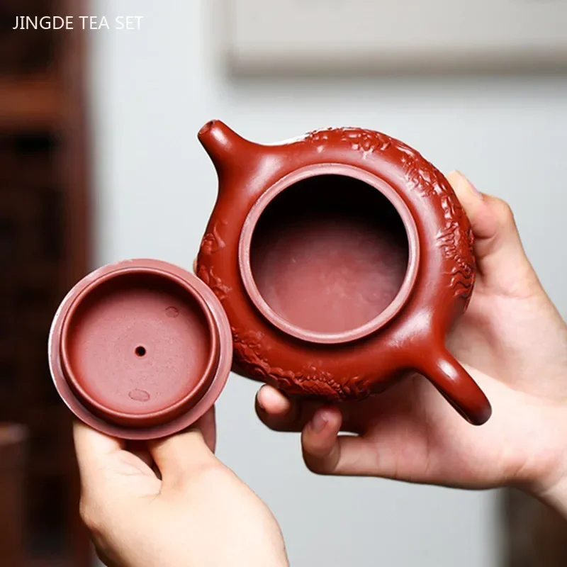 210ml Authentic Yixing Purple Clay Teapot Dahongpao Antique Beauty Tea Infuser Custom Chinese Dragon Pattern Filter Tea Set