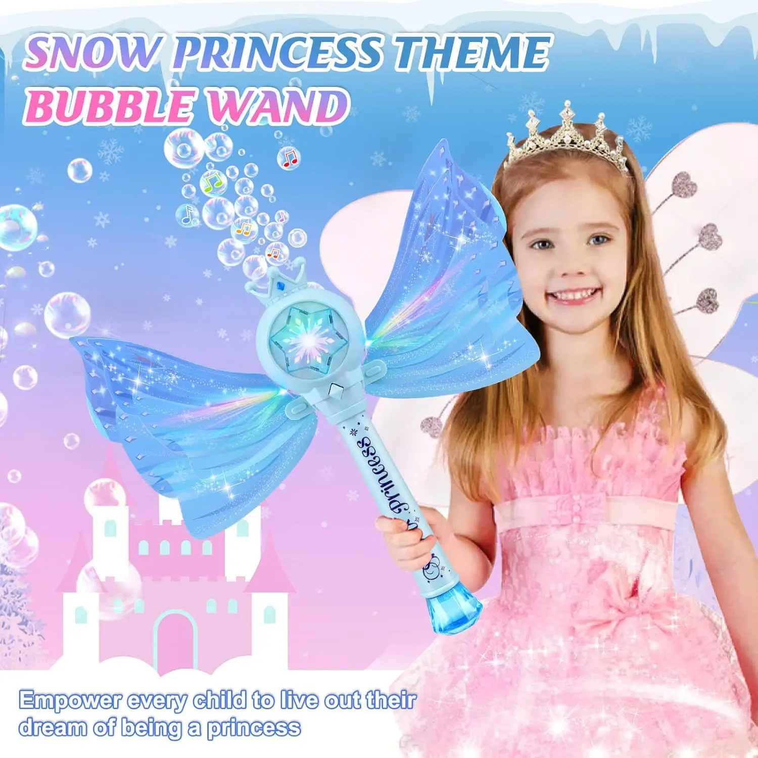 Children's Bubble Machine Glowing Princess Bubble Stick With Music_voghion.com