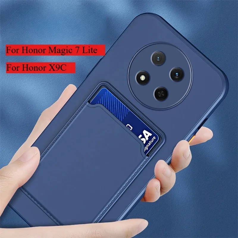 Premium Card Slot Wallet Shockproof Silicone Case - Matte Soft TPU Cover for Huawei Honor Magic Series