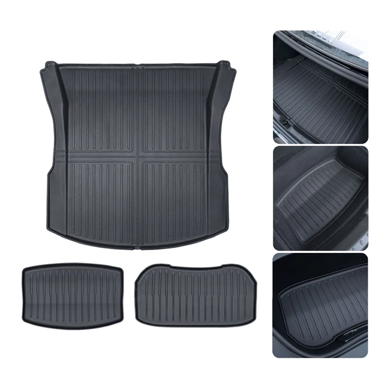 For Tesla Model 3 Highland 2024 Front and Back Trunk Mat TPE Carpet Waterproof W