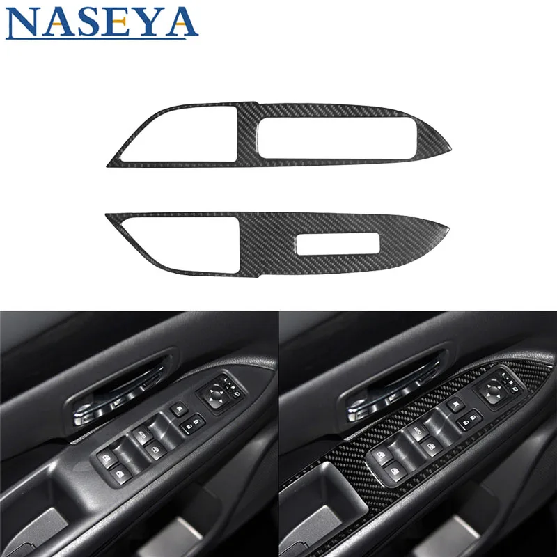 

For Mitsubishi Outlander 2014-2016 Without Navigation Carbon Fiber Front Door Lift Switch Stickers Car Interior Accessories