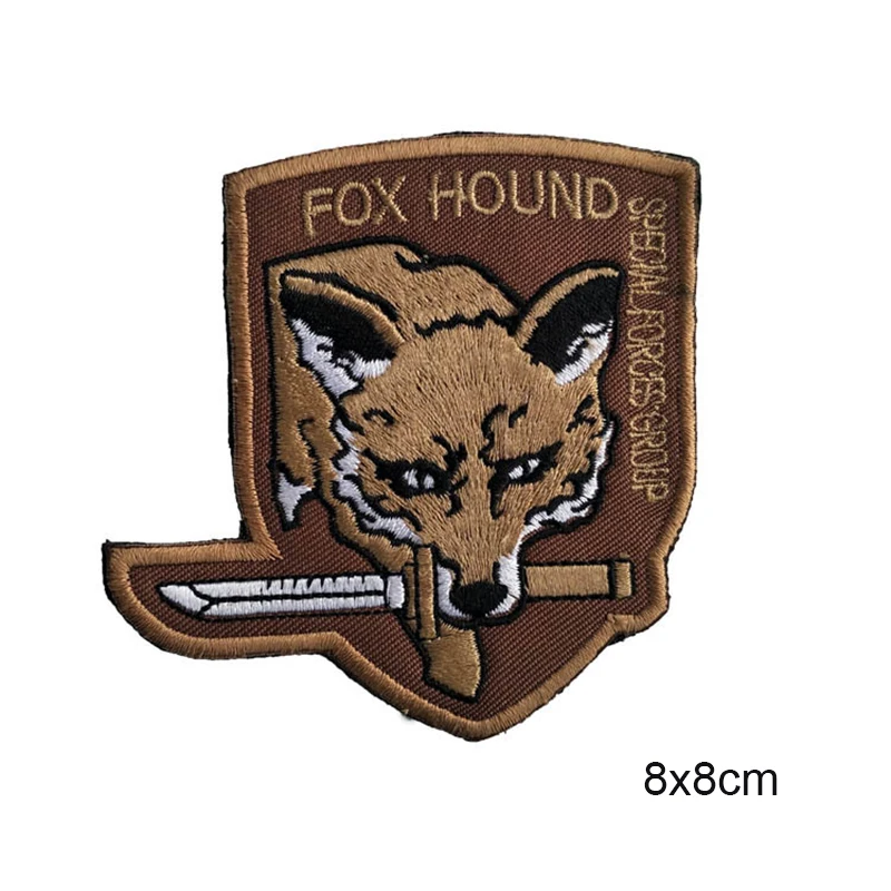 군사 사기 폭스 하운드 수 놓은 패치 메탈 기어 특수 부대 로고 후크 & 루프 사기 유니폼 아플리케 완장 배지