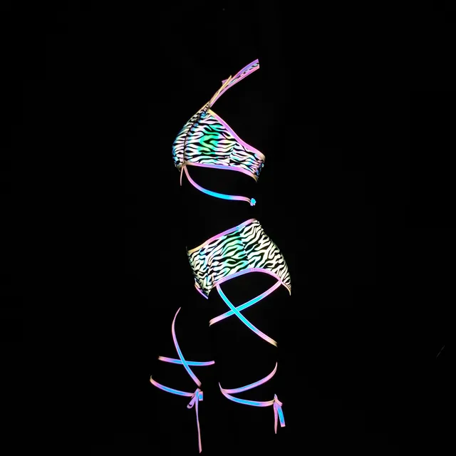 Reflective Holographic Bikini 3 Piece Set 3
